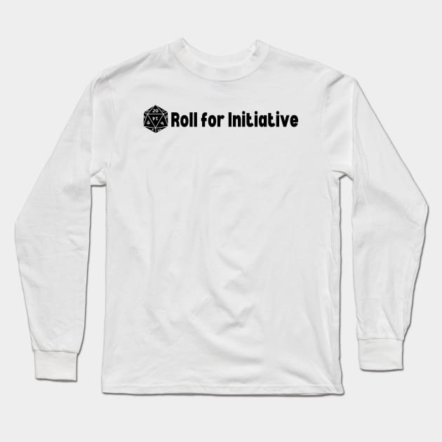 Roll for Initiative - D&D Minimalist Design Long Sleeve T-Shirt by CursedContent